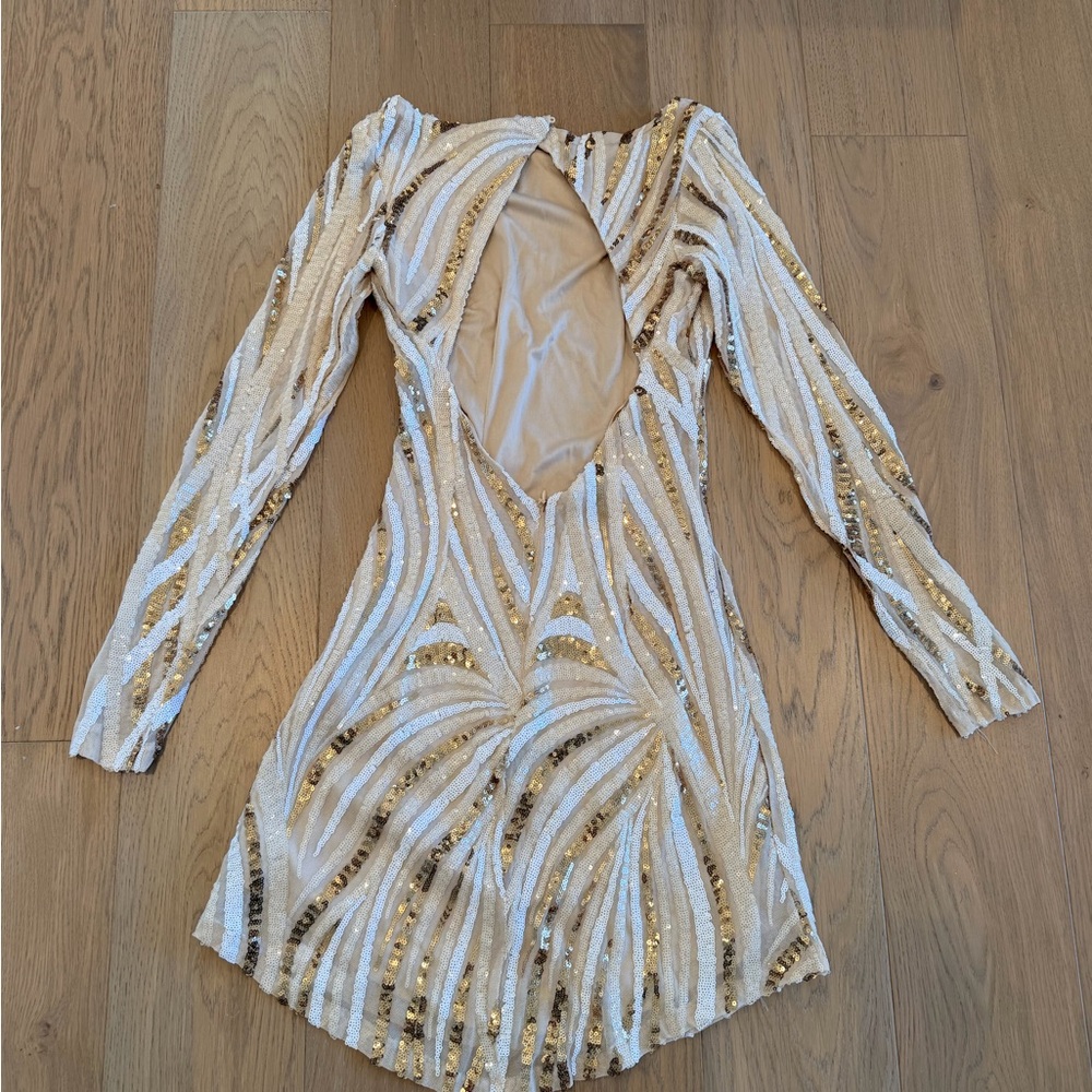 Hello Molly Gold and Cream Sequin Dress - Picture 5 of 7